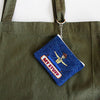 Embroidered Zip Pouch with Chain Ring