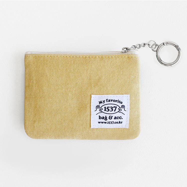 Embroidered Zip Pouch with Chain Ring