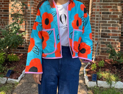 Blue garden quilting jacket