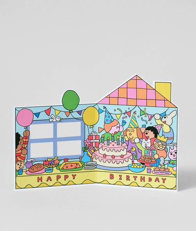 Birthday House Party Shaped Card