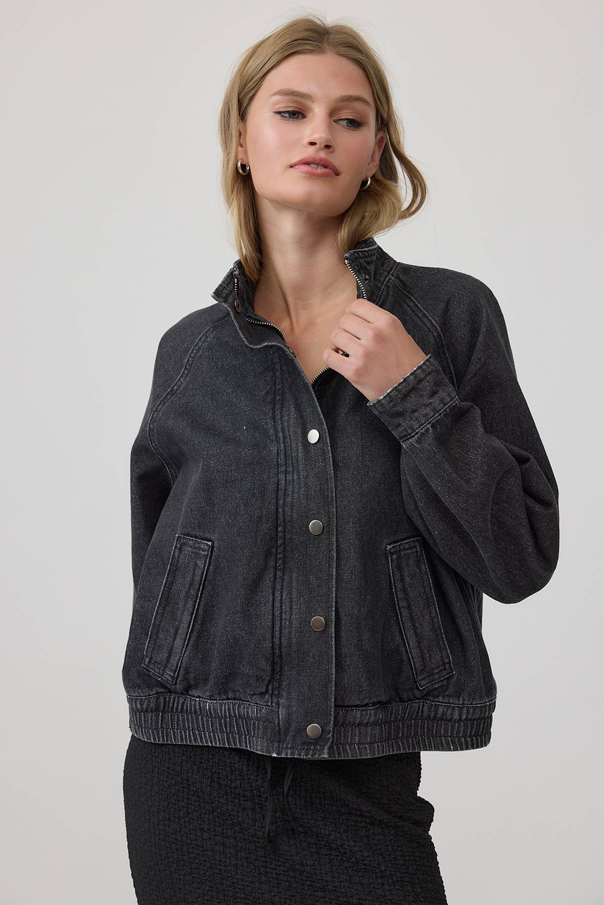 Washed Denim Bomber Jacket