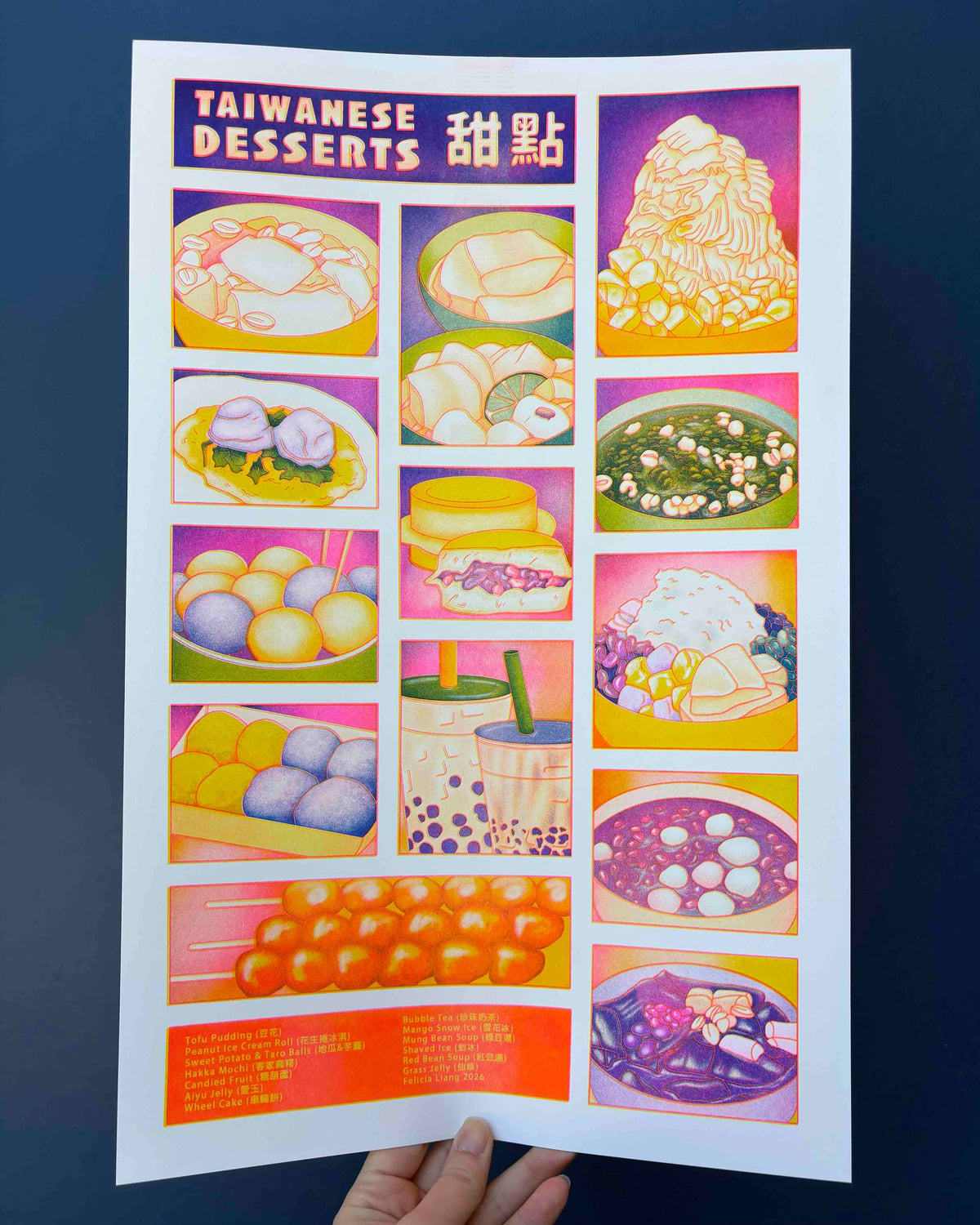 Taiwanese Desserts Risograph Print