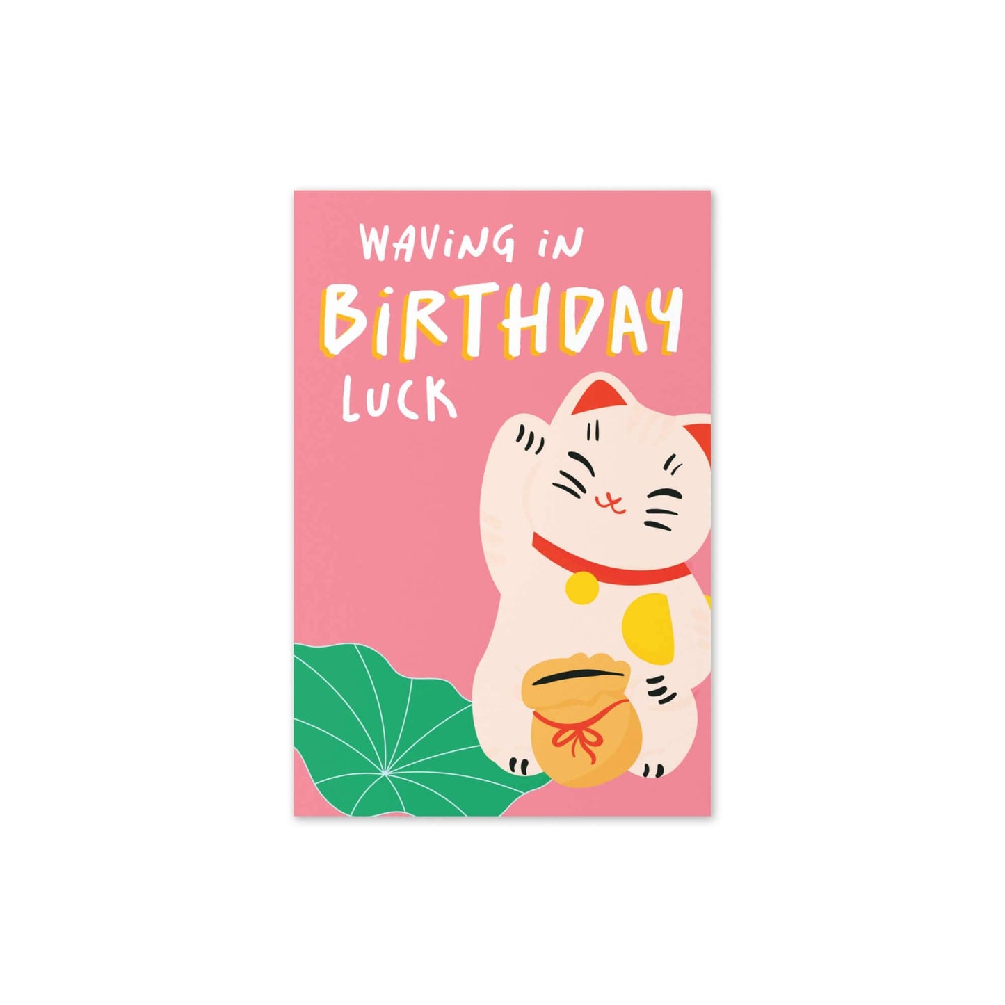 Waving in Luck Funny Birthday Card