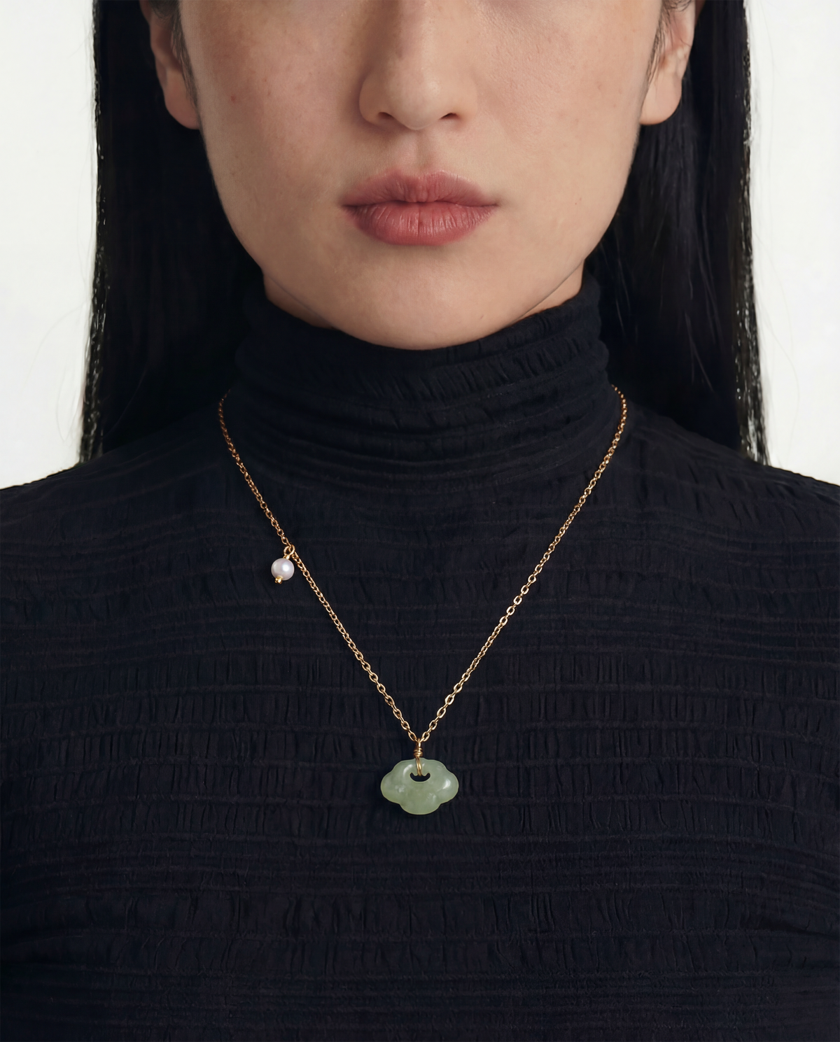 Cloud Green Jade Pendant Necklace