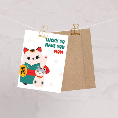 Lucky Cat Mother's Day Card