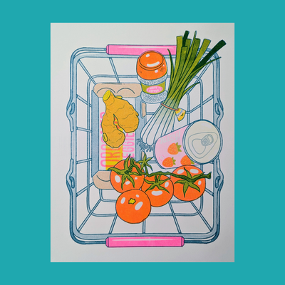 Tomato Egg Risograph Print