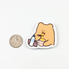 Bear Eating Ramen While Watching Videos on Phone Sticker