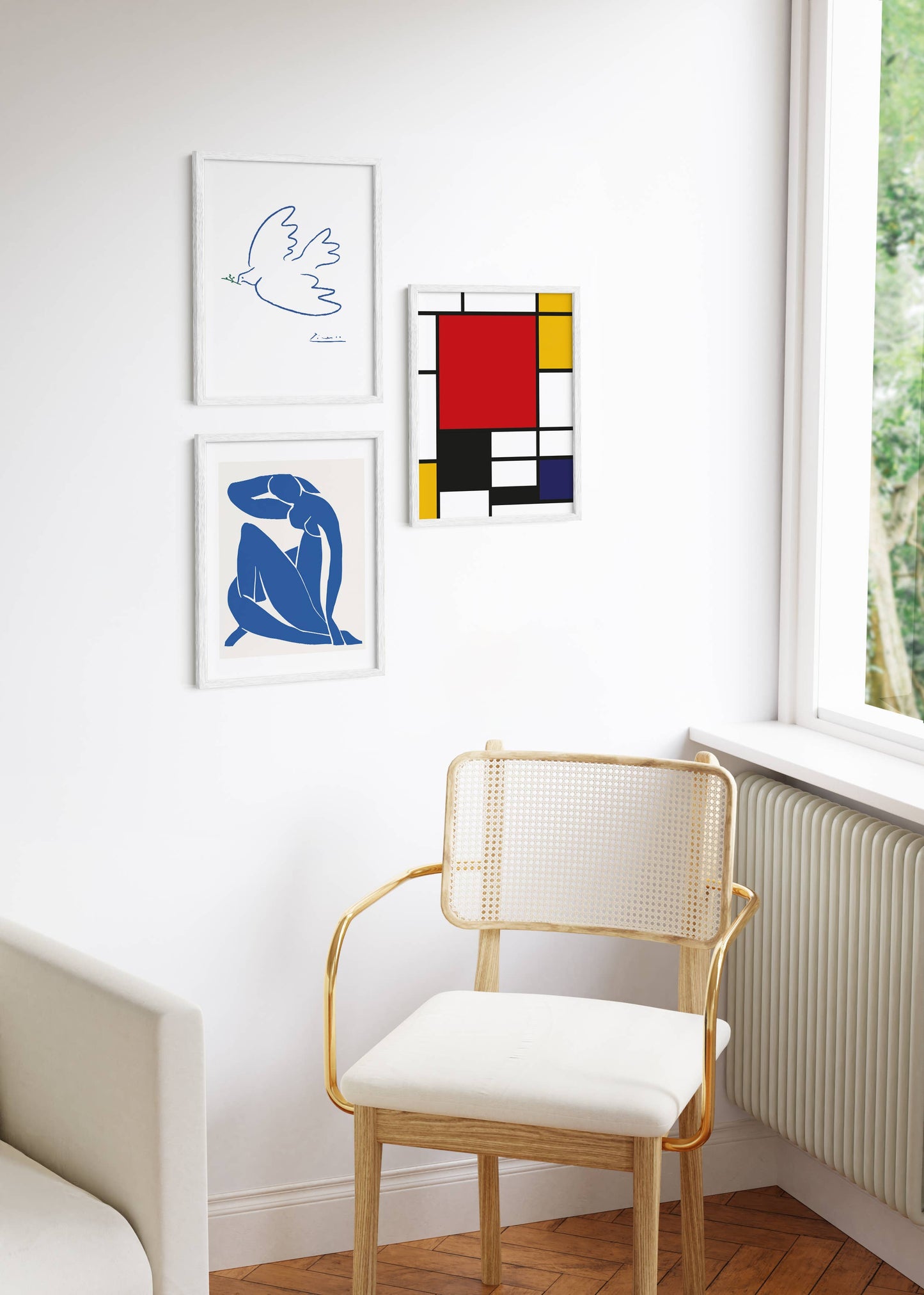 White Natural Oak Wood Frame