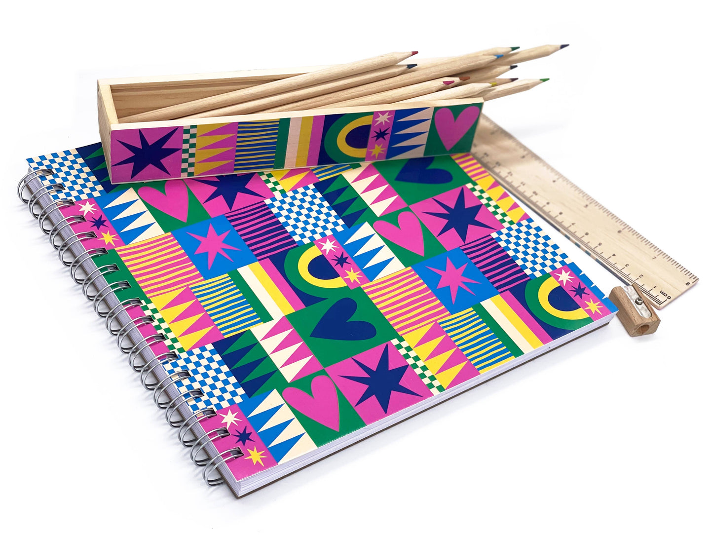 Wooden Pencil Box Colored Pencils - GEO LOVE