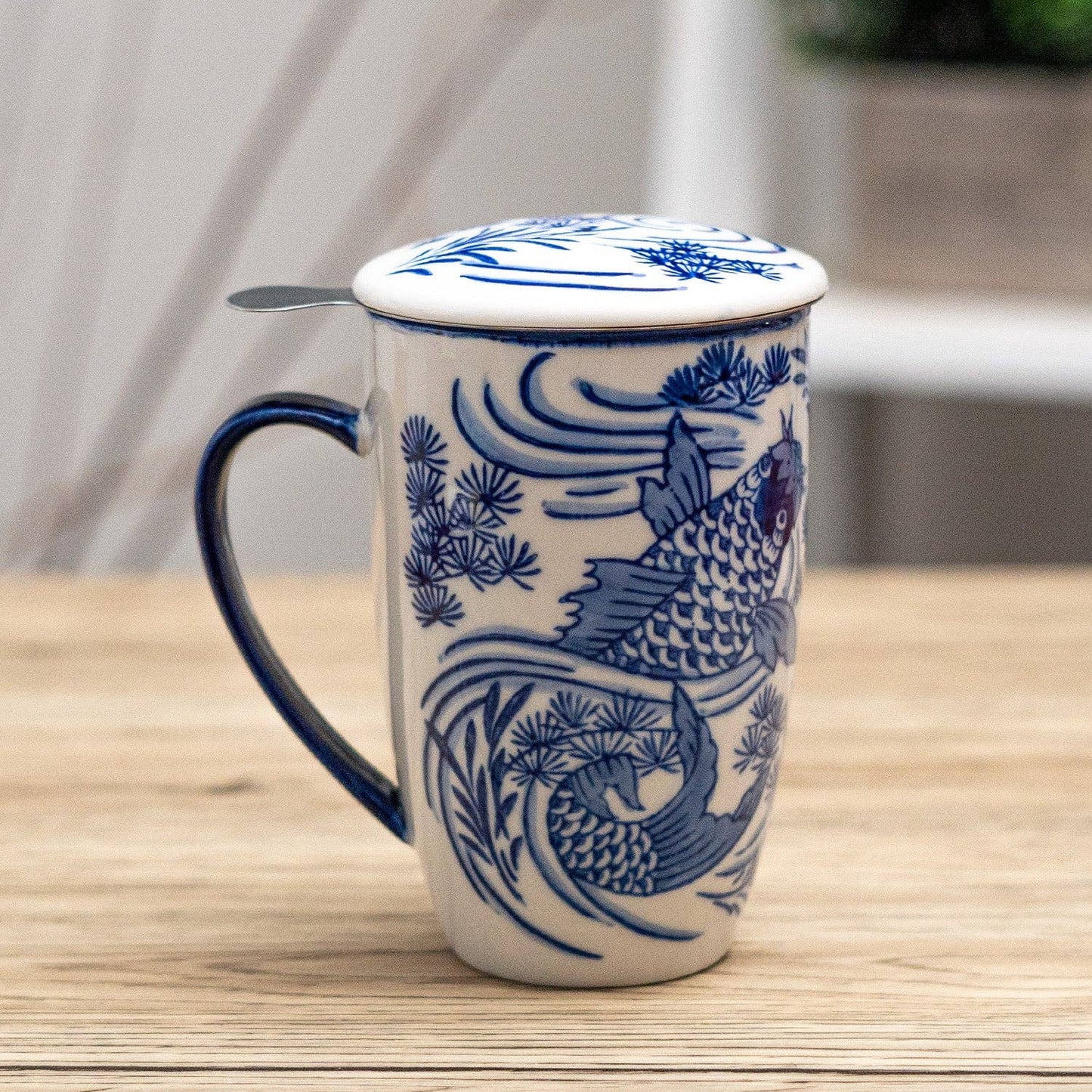 Koi Fish Tea Mug with Lid and Infuser