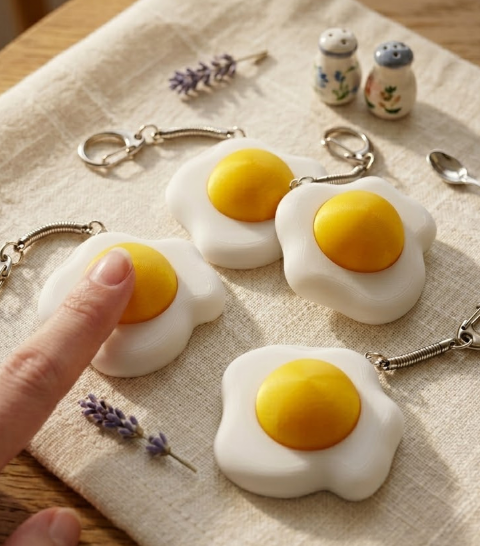 Fried Egg Clicker Keychain