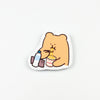 Bear Eating Ramen While Watching Videos on Phone Sticker