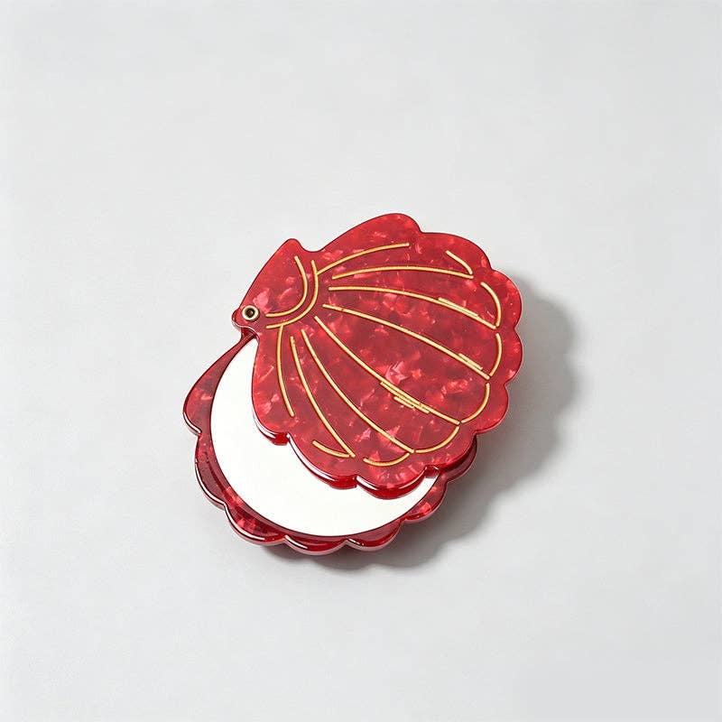 Seashell Acetate Compact Mirror