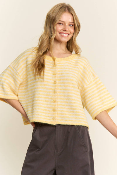 LOU - Striped Cropped Cardigan