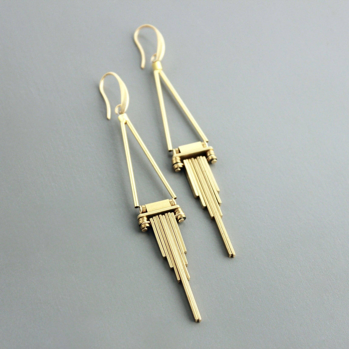 Brass Triangle Chandelier earrings