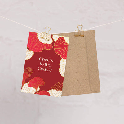 Red & Gold Gingko Wedding Card