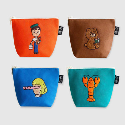 Embroidered Boat Pouch