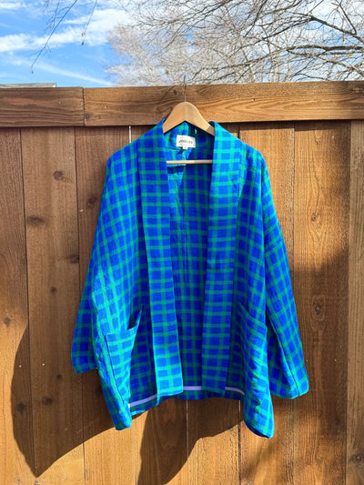 Blue Check Linen Jacket