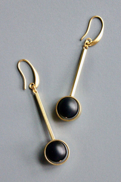 Jet glass earrings