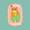 Books and Coffee Loving Hamster Sticker