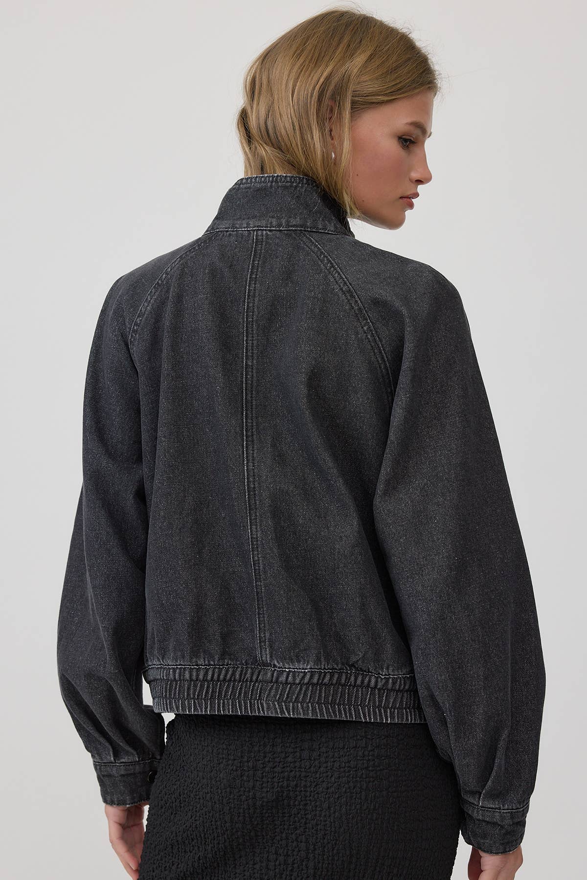 Washed Denim Bomber Jacket
