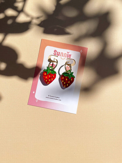 Mini Strawberry Acrylic Earrings