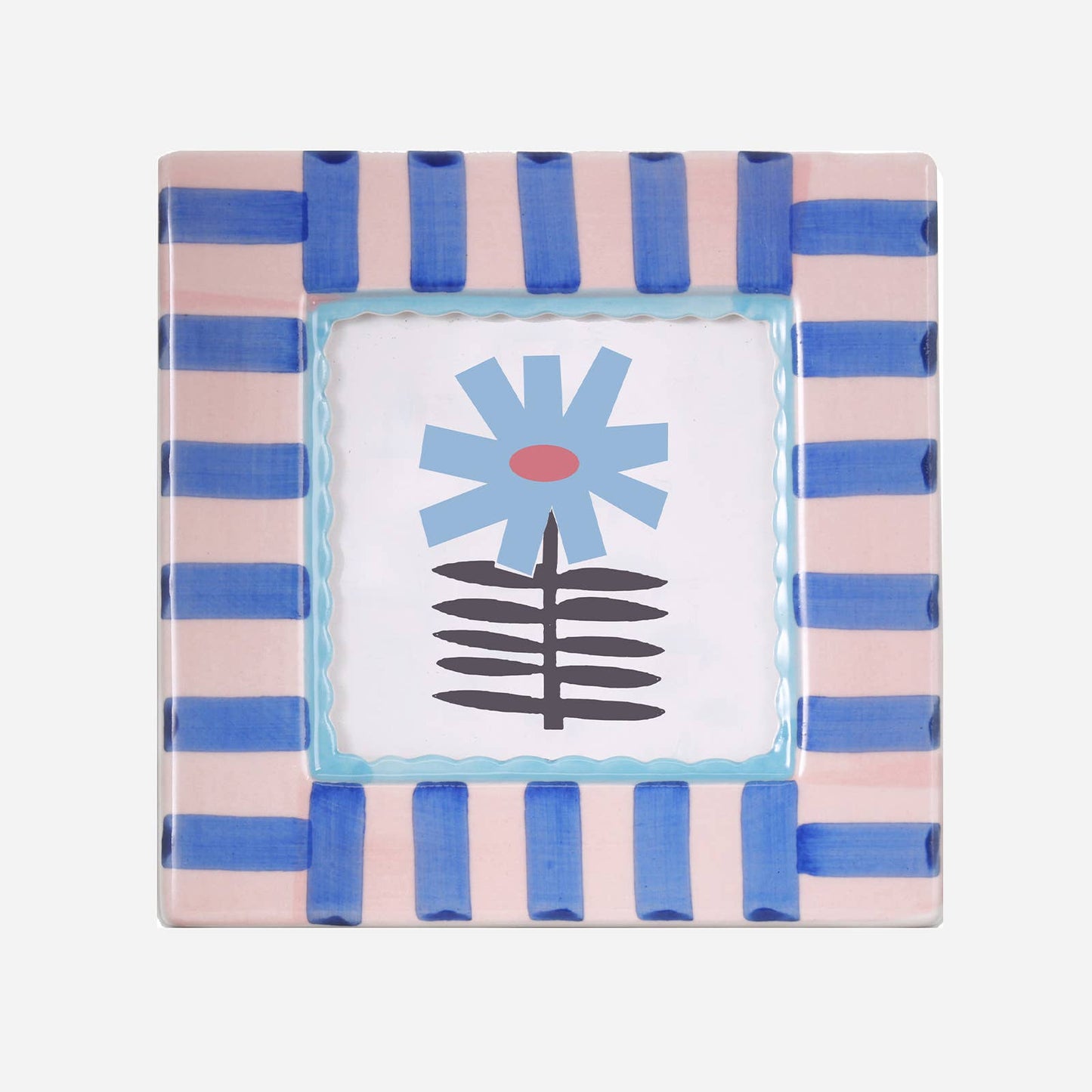 Blue Stripe Ceramic Photo Frame