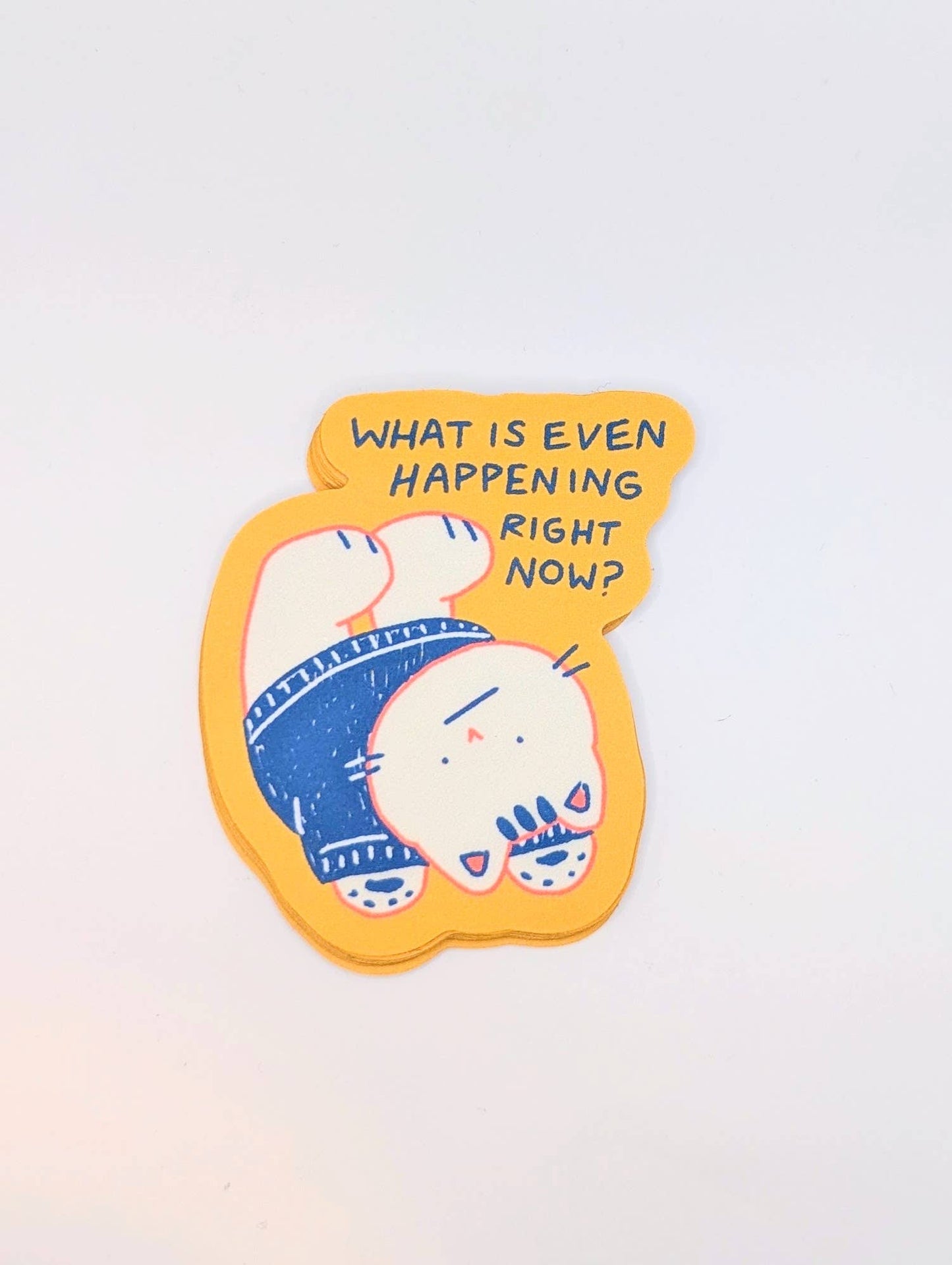 Existential Cat Crisis – "What Is Even Happening?" Sticker