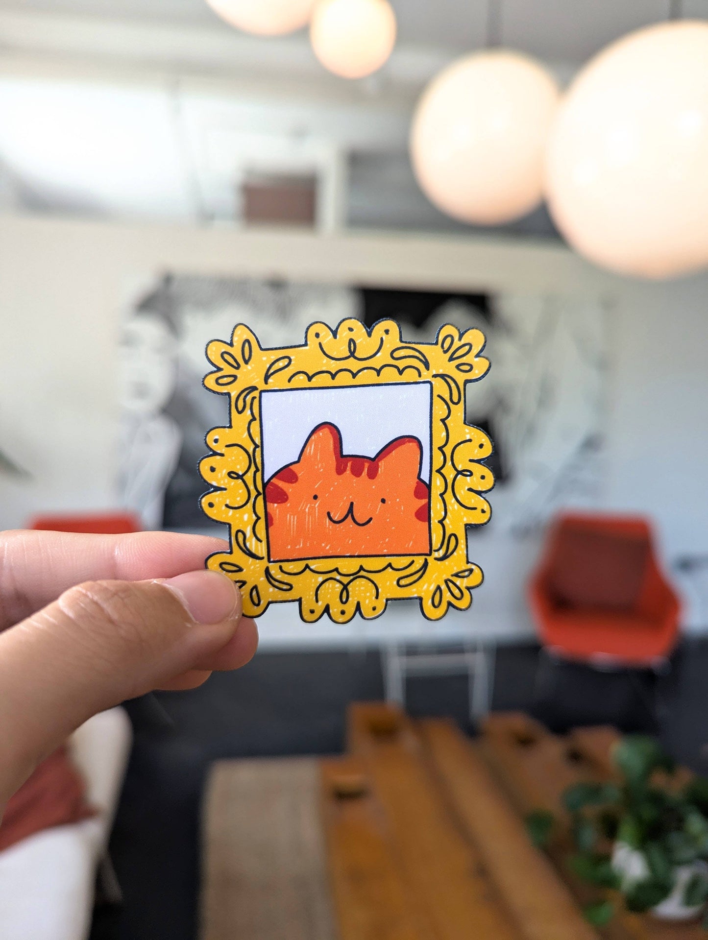 Framed Cat Portrait Vinyl Sticker