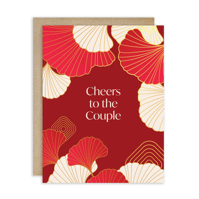 Red & Gold Gingko Wedding Card