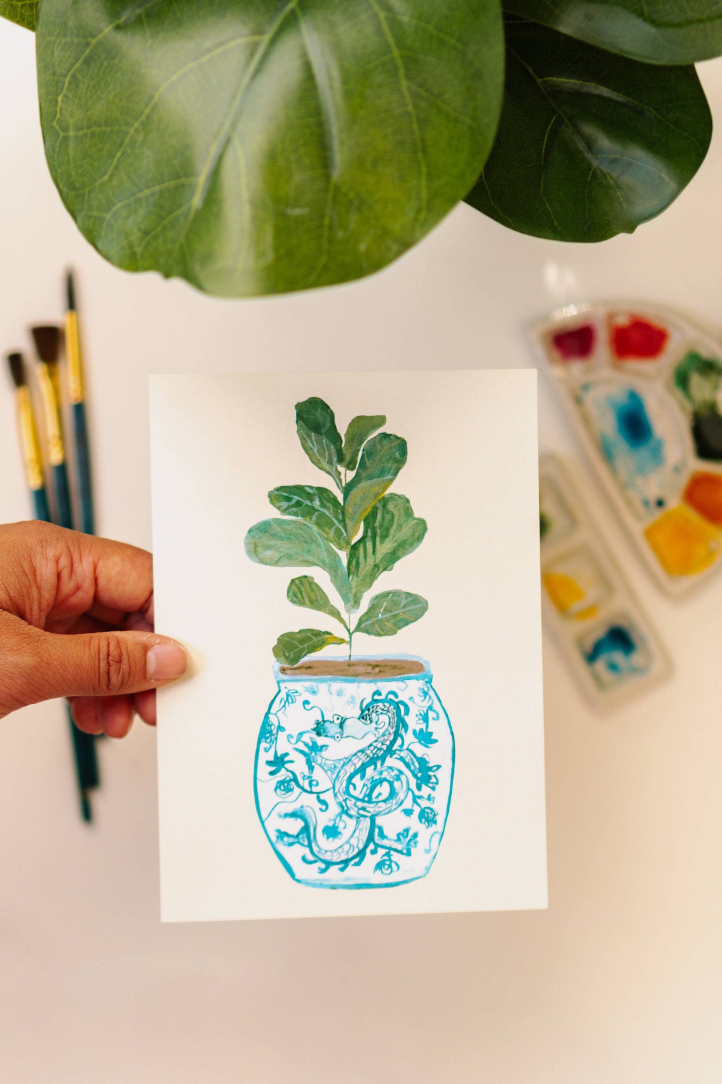 Dragon and Fiddle-Leaf Fig Print