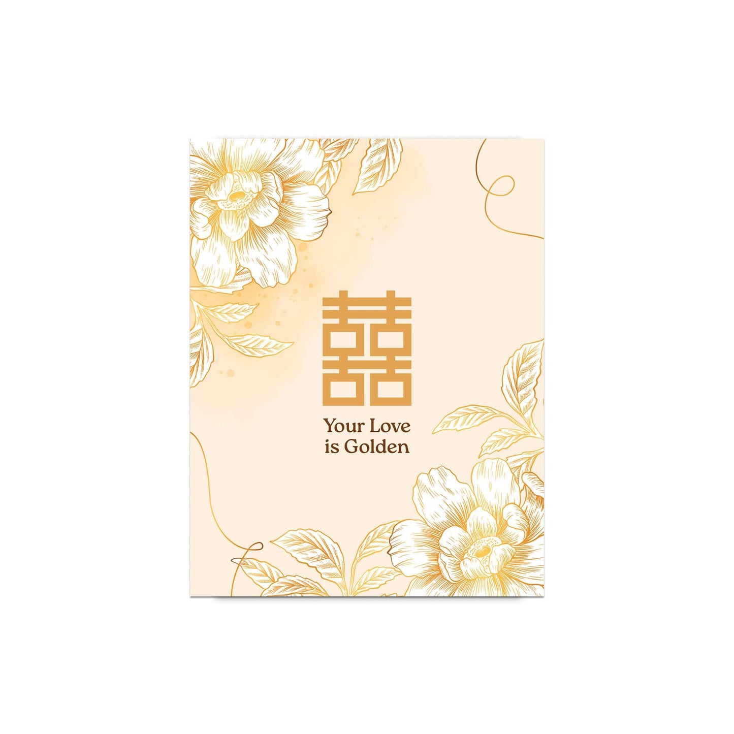 Golden Love Double Happiness Wedding Card