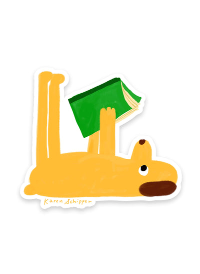 Reading Dog Sticker