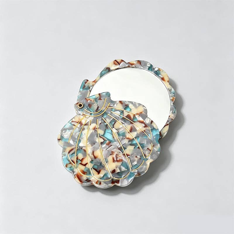 Seashell Acetate Compact Mirror