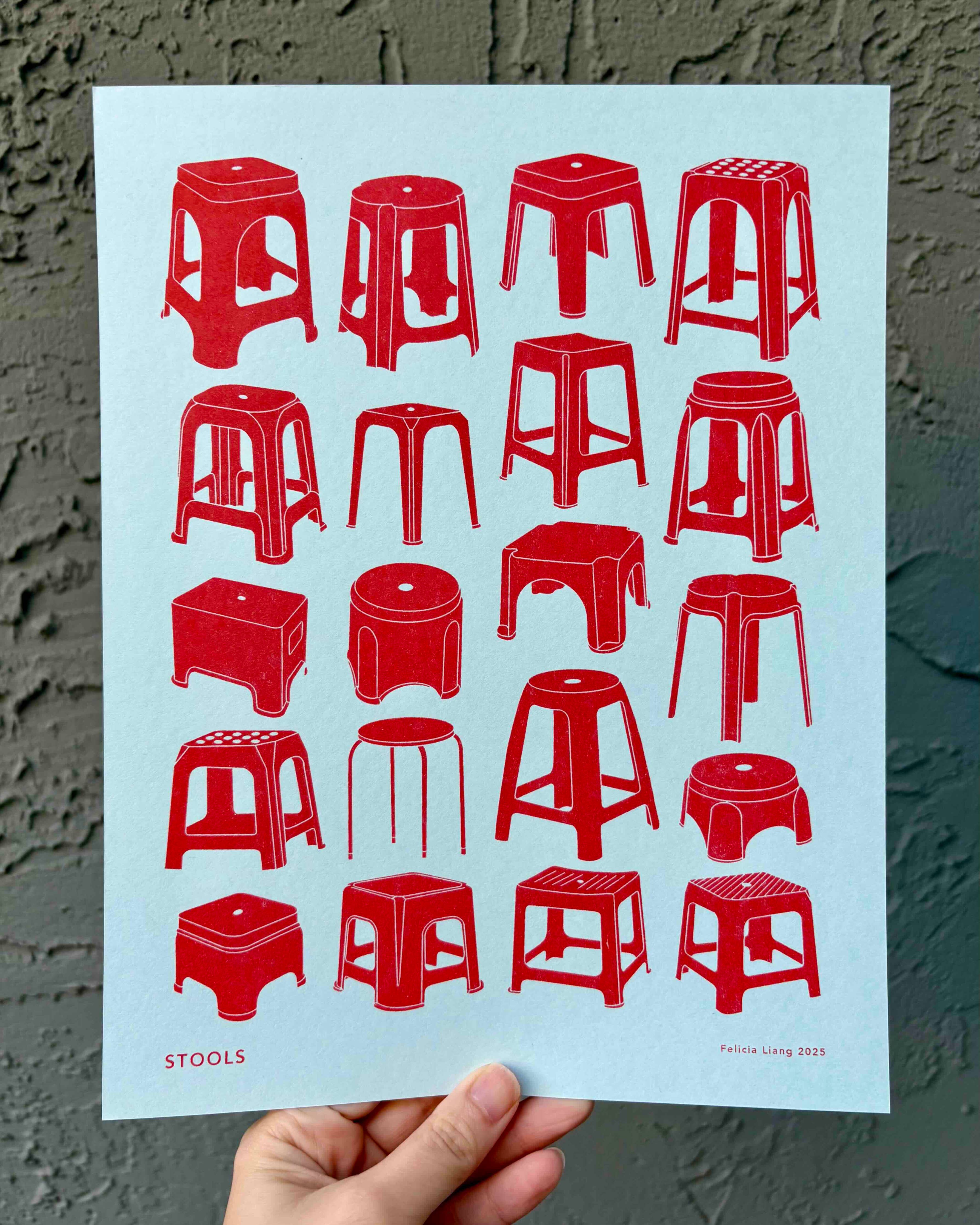 Patterned Red Stool Red Stools Print – On Waverly