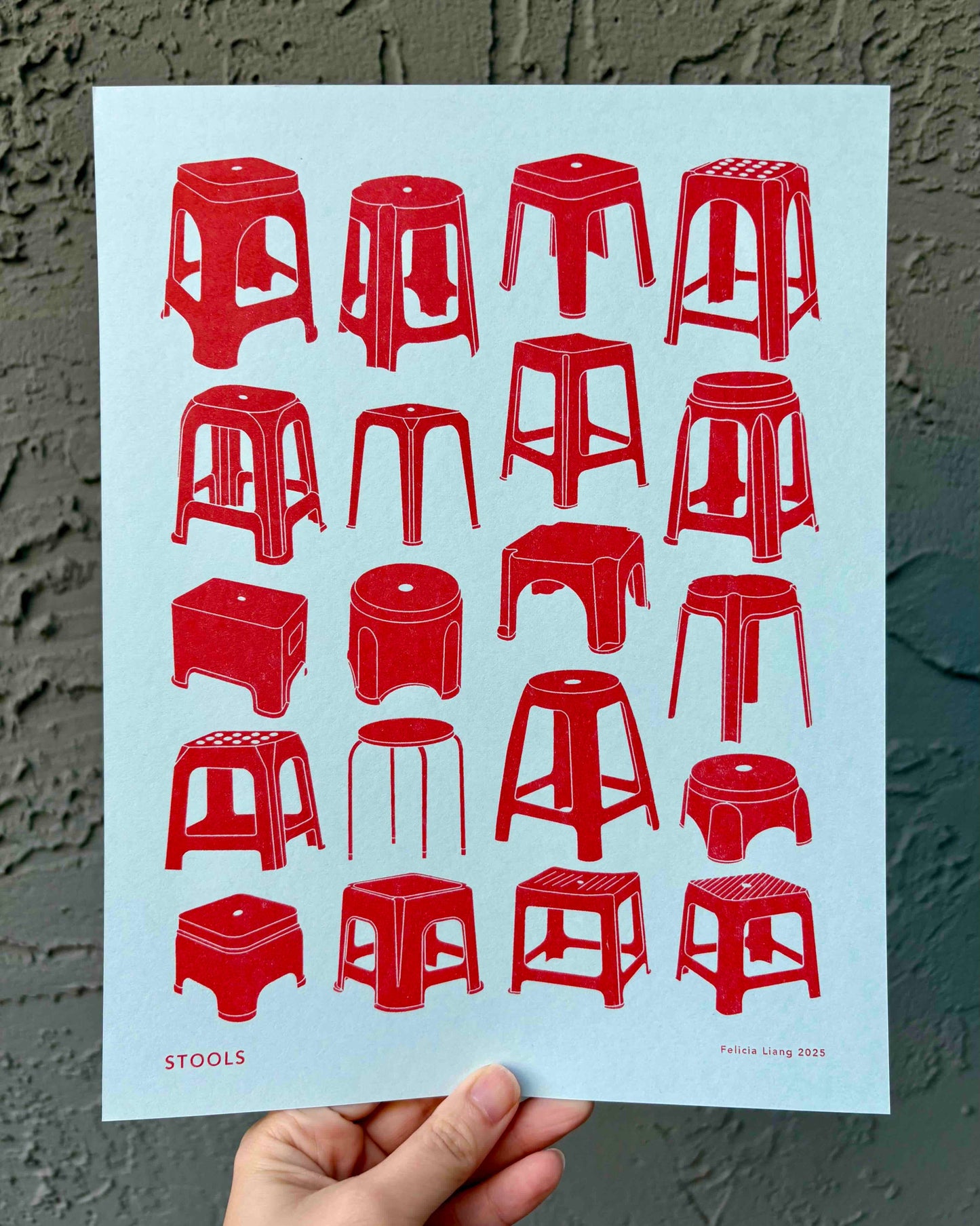 Red Stools Print