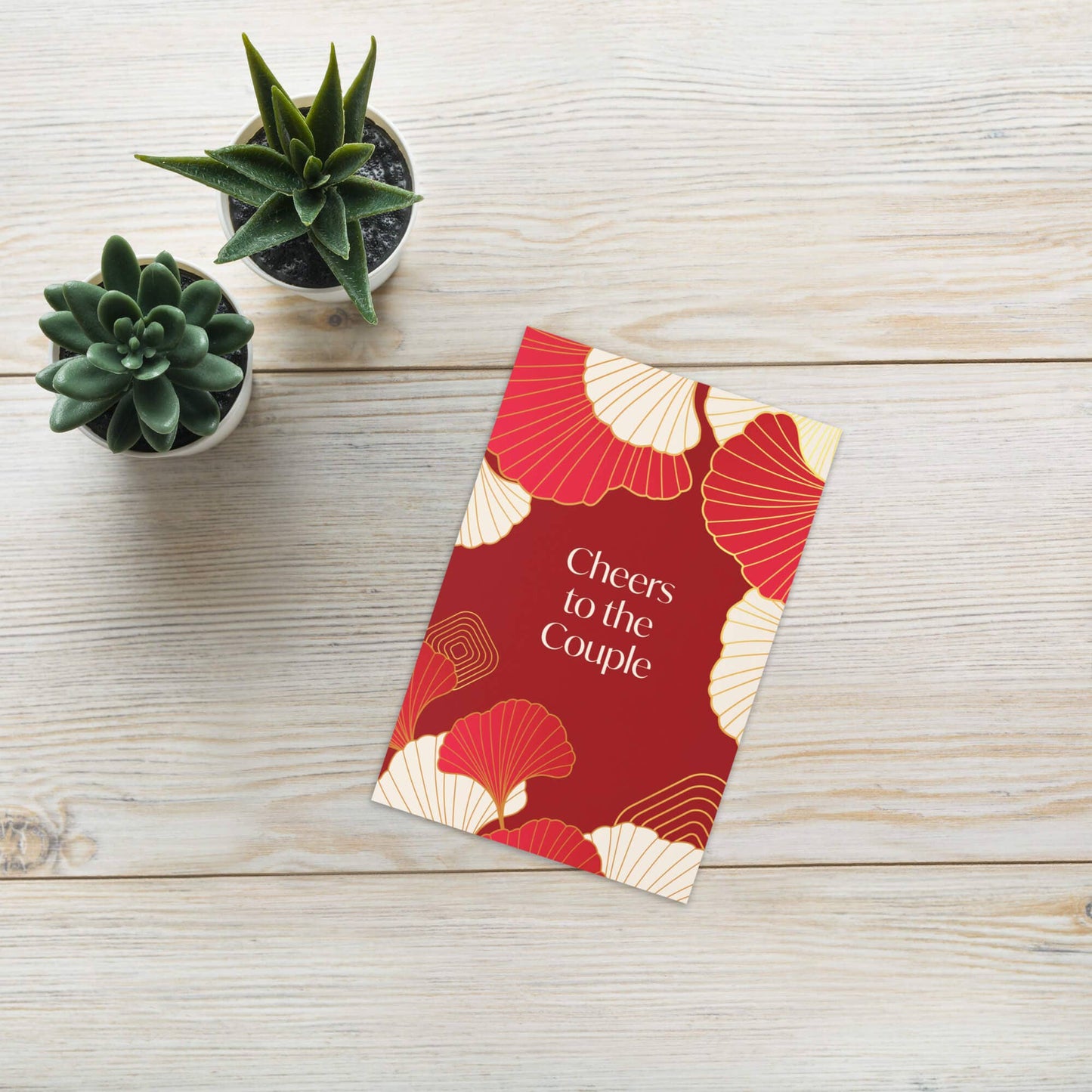 Red & Gold Gingko Wedding Card