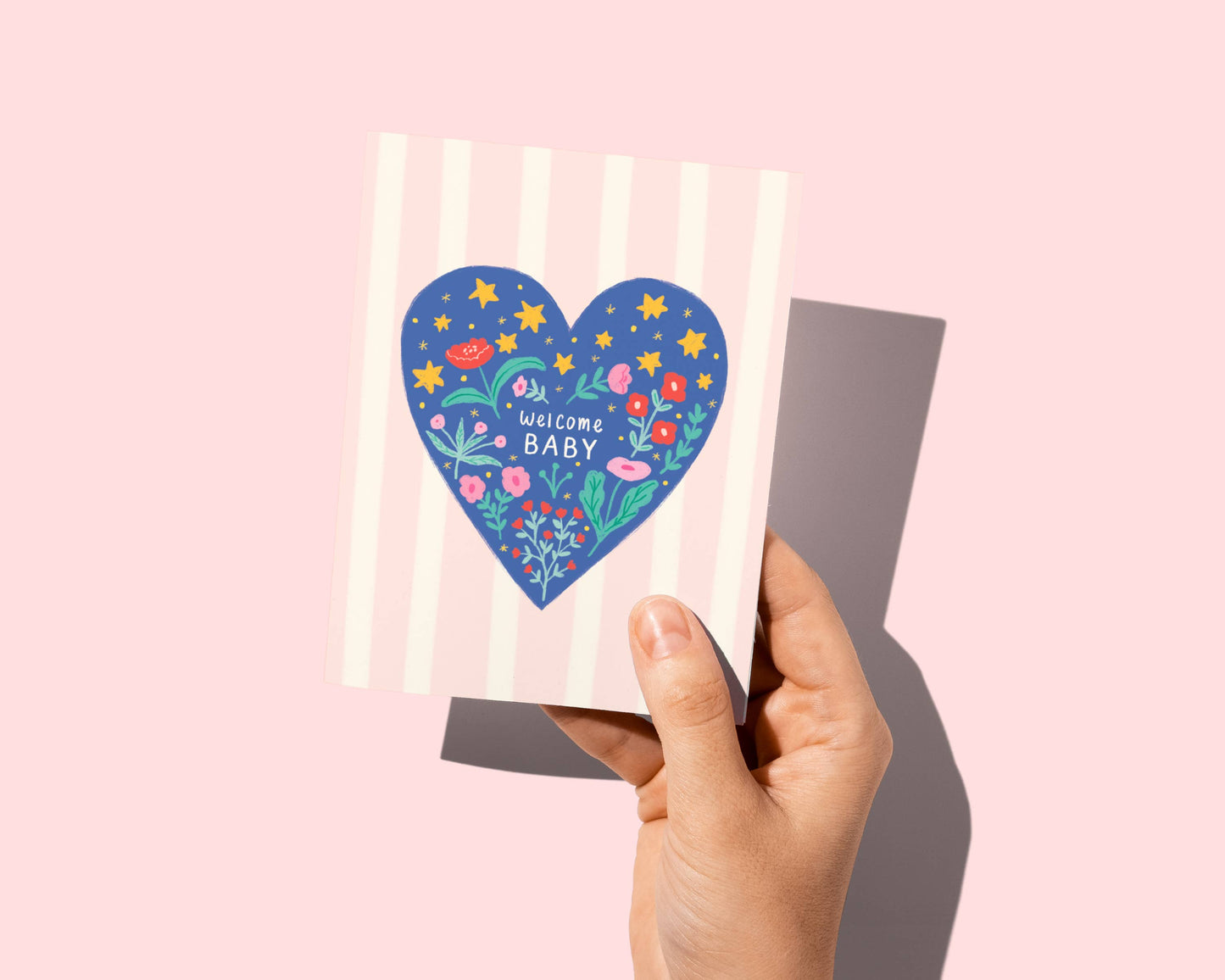 Welcome Baby Floral and Celestial Card