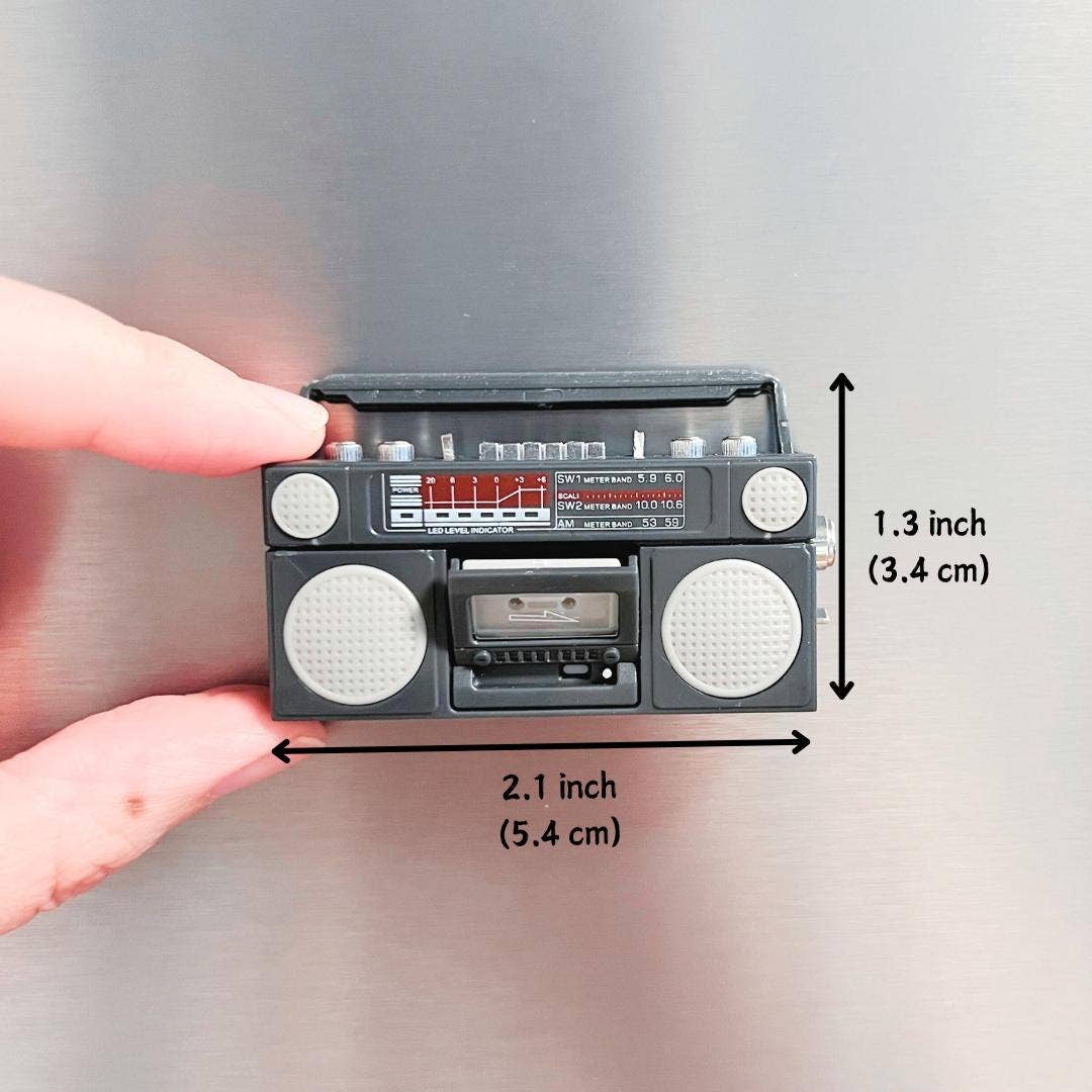 Retro Mini Cassette Tape Player Fridge Magnet, Black