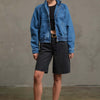 Washed Denim Bomber Jacket