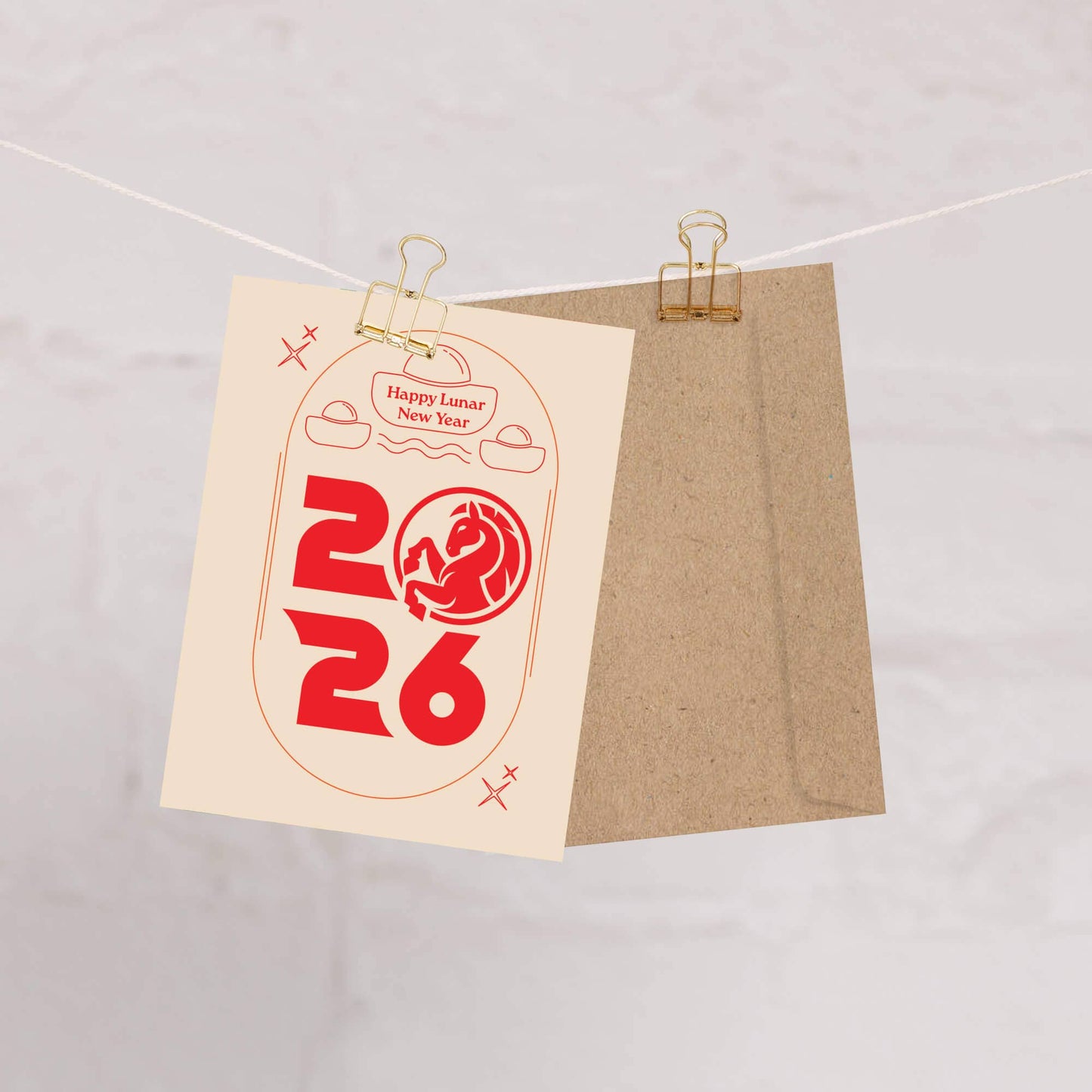 Horse with Ingot Gold Chinese New Year Card