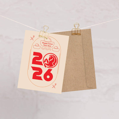 Horse with Ingot Gold Chinese New Year Card