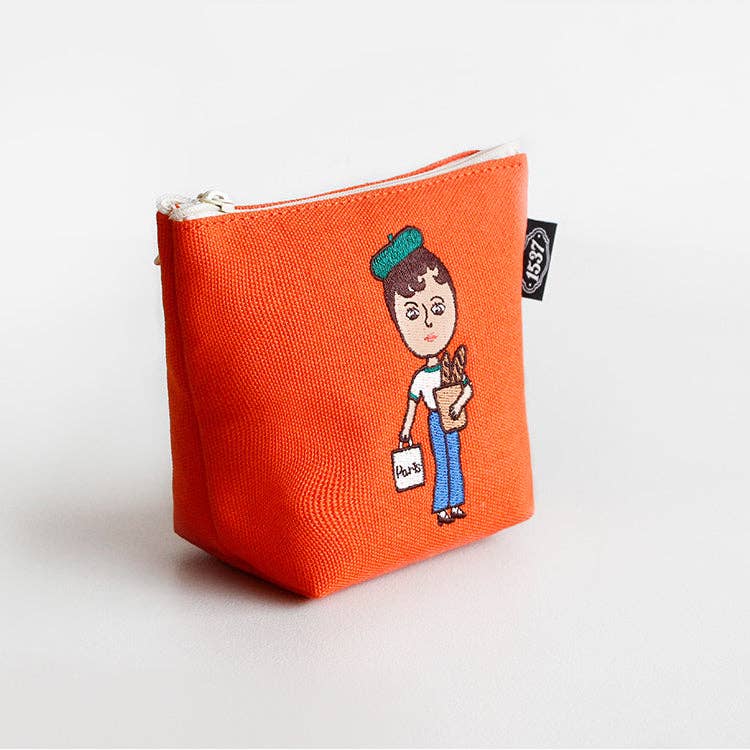 Embroidered Boat Pouch