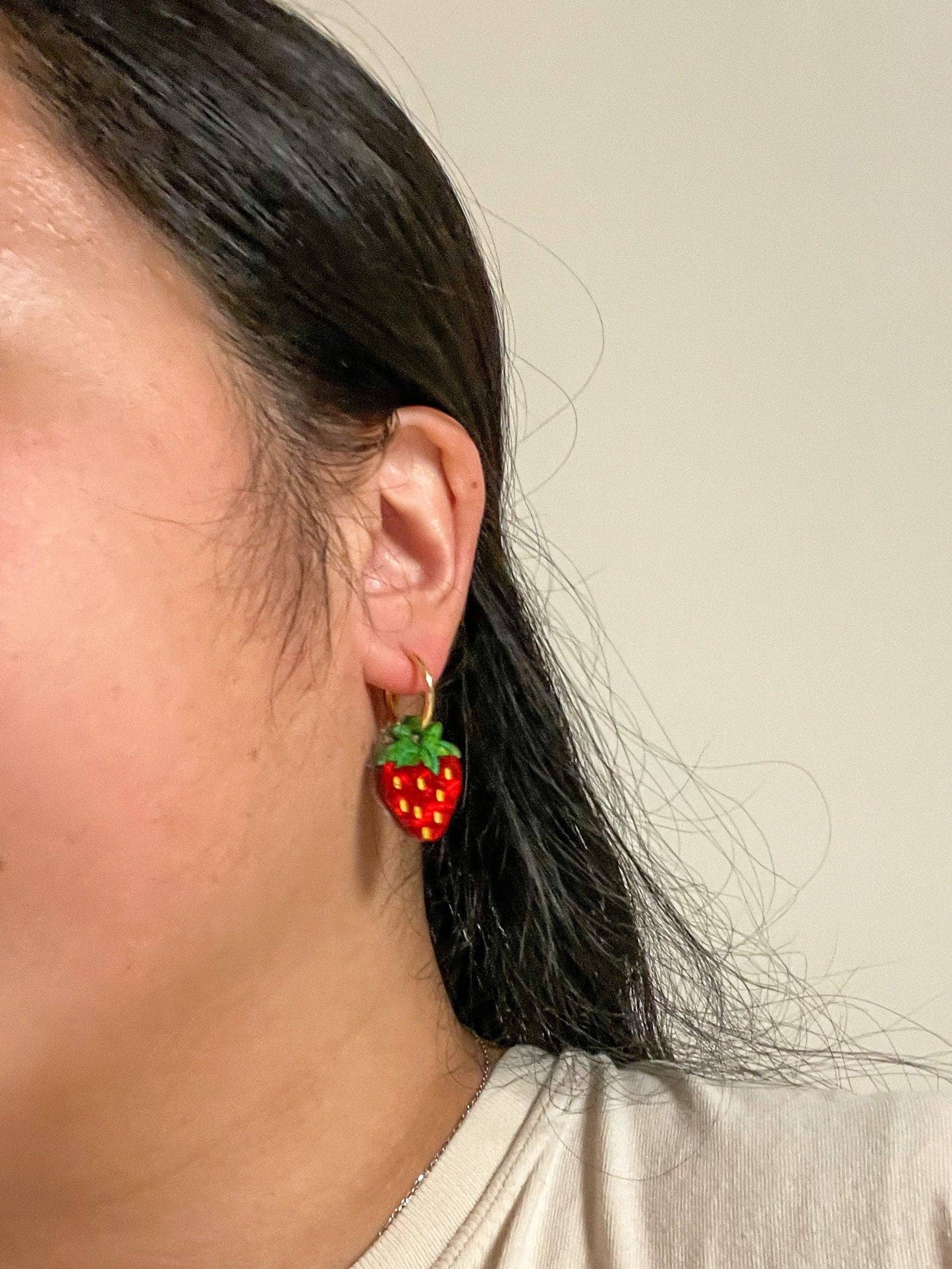 Mini Strawberry Acrylic Earrings