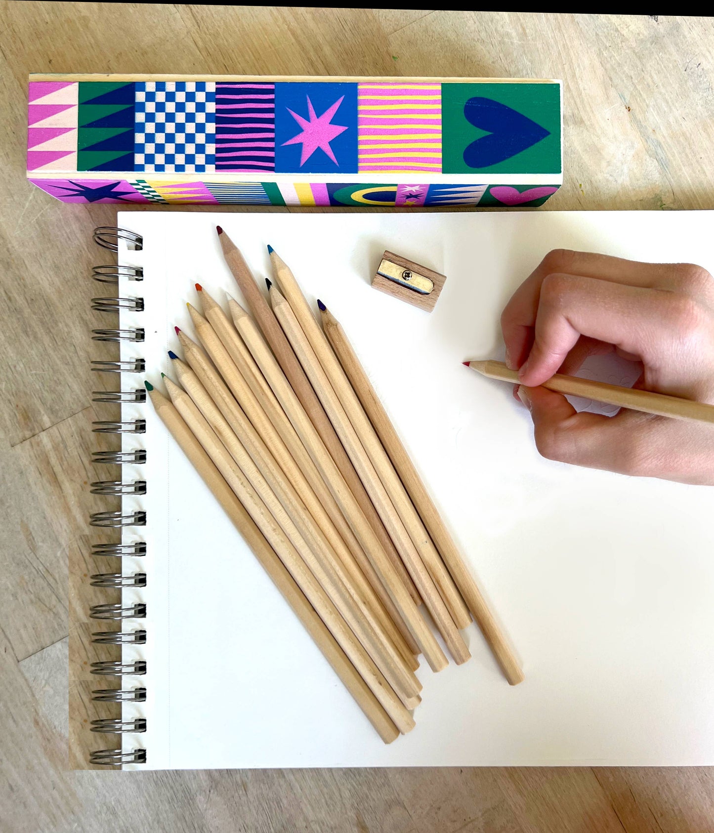 Wooden Pencil Box Colored Pencils - GEO LOVE