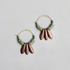 Mini moss and copper hoop  earrings