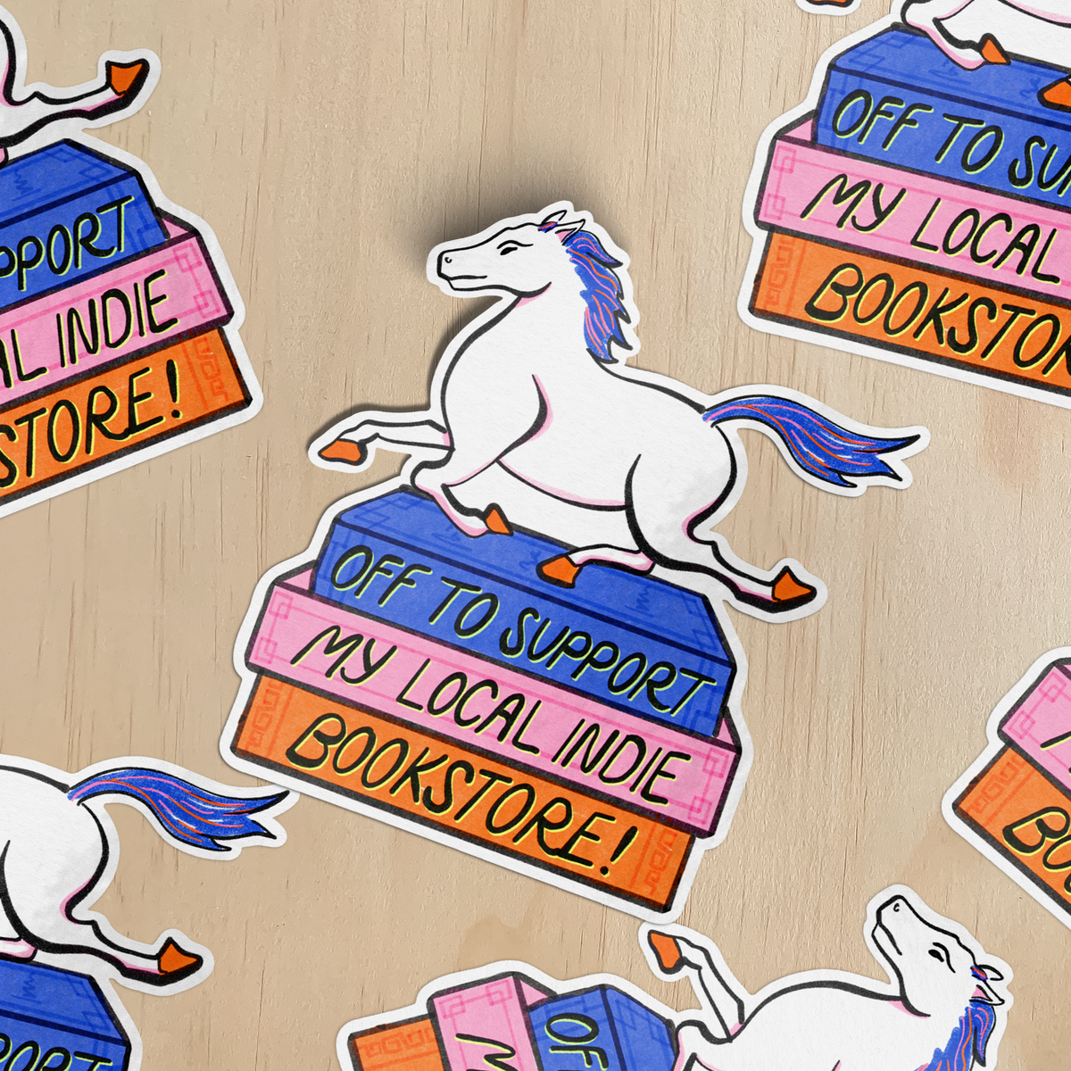 Support Your Local Indie Bookstore Horse Vinyl Sticker