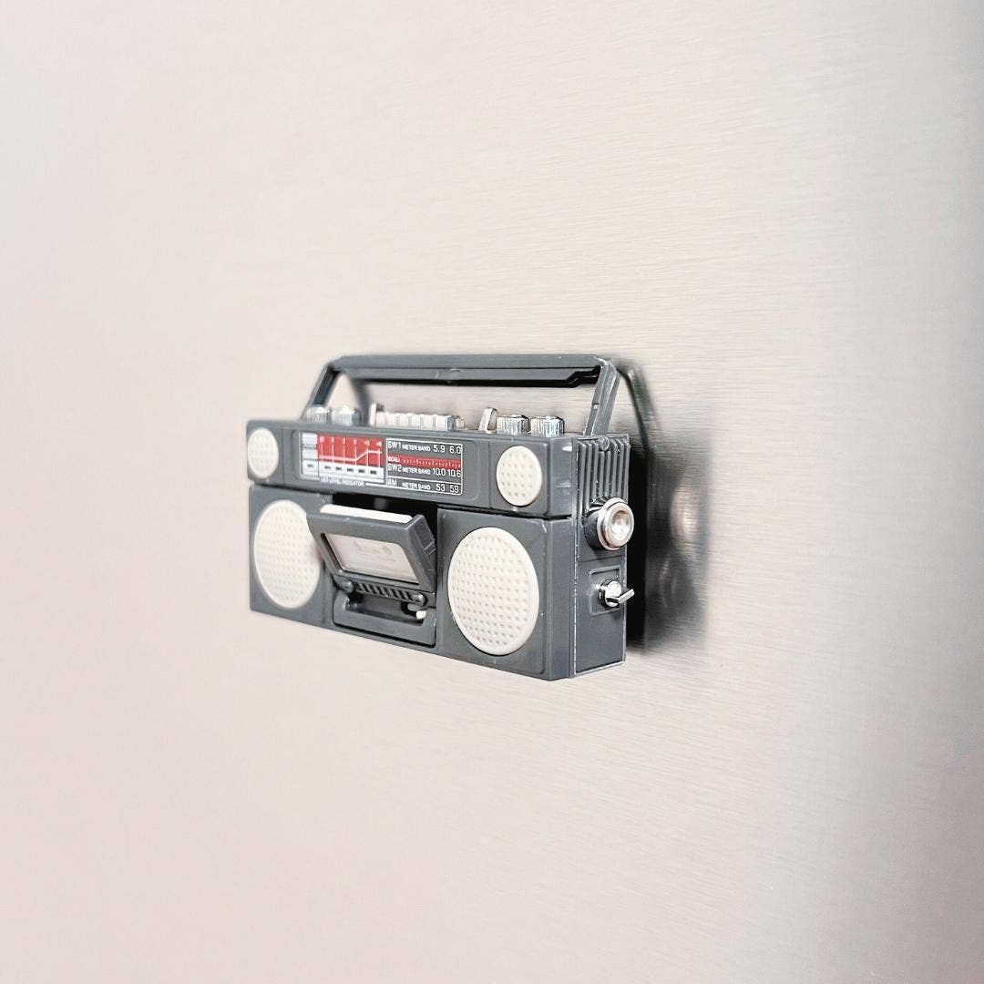 Retro Mini Cassette Tape Player Fridge Magnet, Black