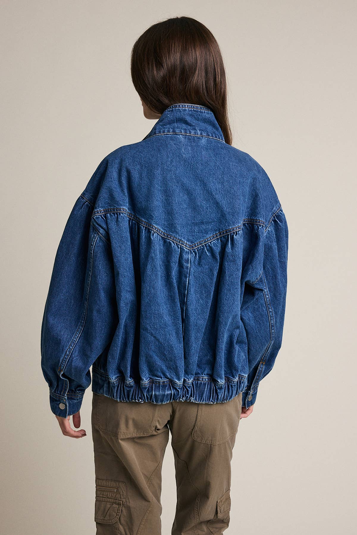Gathered Back Denim Jacket