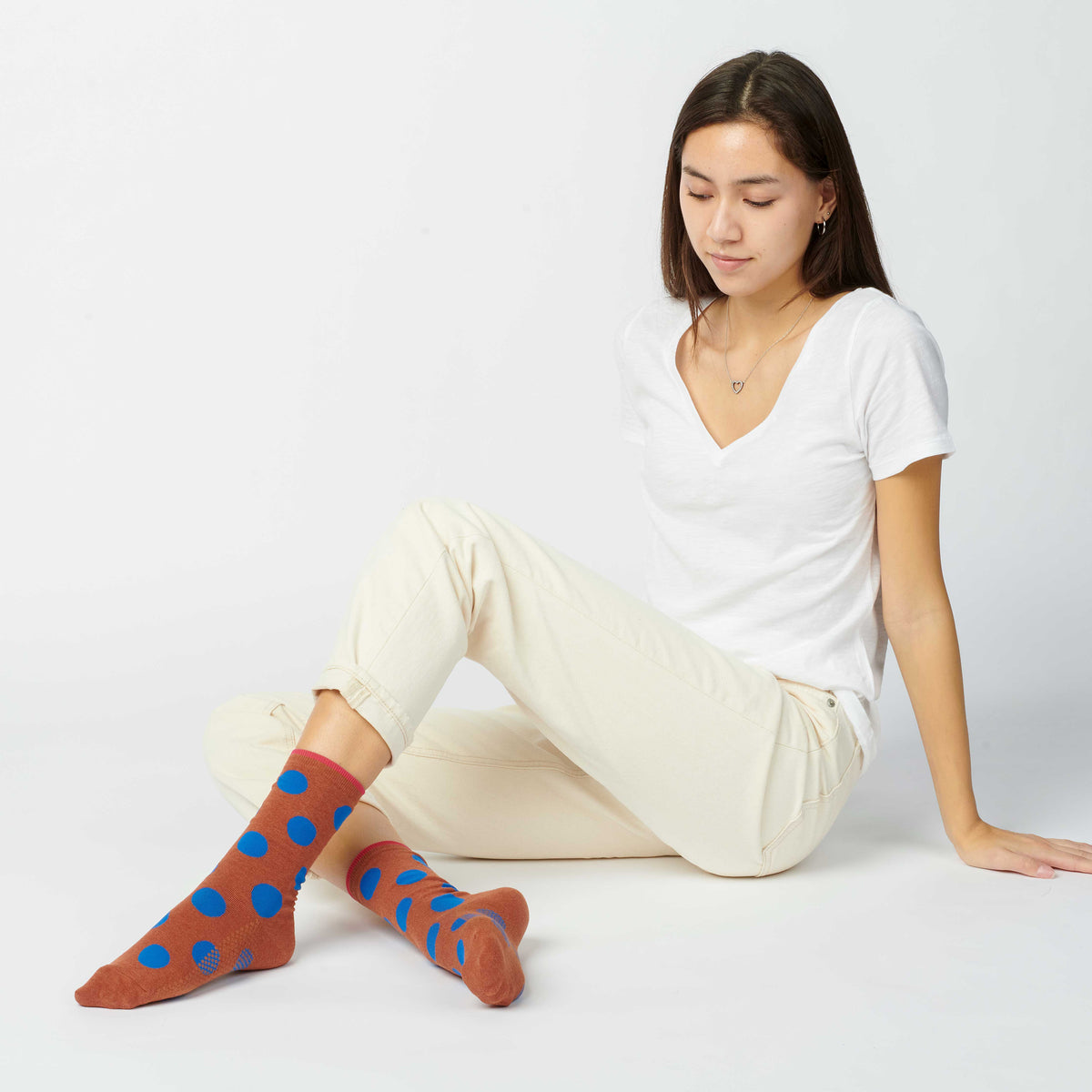 Panhandle Classic Dot Crew Socks — Rust